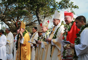 Cardinal Dolan celebrates mass on his visit to Molokai